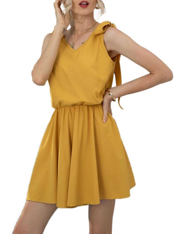Women One-piece outfit Playsuit Sleeveless Wide Leg Shorts V-Neck Bow Tie Solid Color Adjustable Spaghetti Strap Playsuit, Yellow
Women One-piece outfit Playsuit Sleeveless Wide Leg Shorts V-Neck Bow Tie Solid Color Adjustable Spaghetti Strap Playsuit, Yellow
