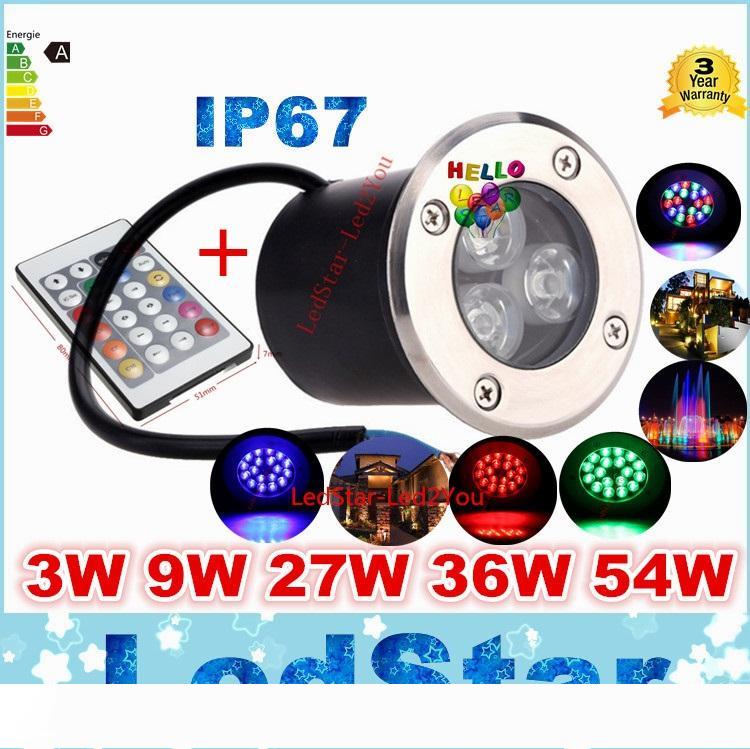 12V 9W Led RGB Underground Light Deck Lamp Outdoor IP67 Buried Recessed Floor Lights Warm Cold White Red Blue Green With Remote Controller