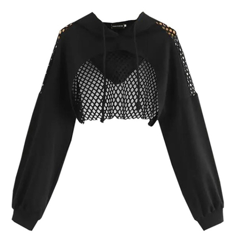 Black Hoodies For Women 2020 Hollow Out Crop Tops Mesh Patchwork Short Sweatshirt Long Sleeve Autumn Tops And Pullovers
Black Hoodies For Women 2020 Hollow Out Crop Tops Mesh Patchwork Short Sweatshirt Long Sleeve Autumn Tops And Pullovers