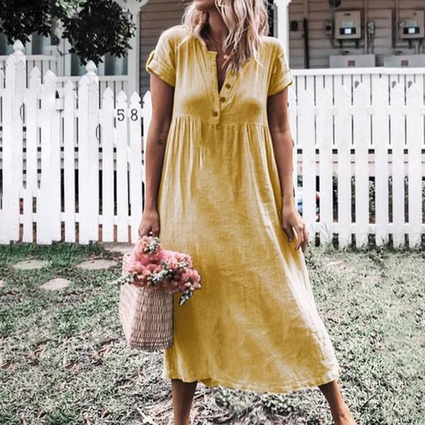 Womens Holiday Loose Cotton Linen Ladies Summer Beach Mini Swing Sun Dress Tops, Orange
Womens Holiday Loose Cotton Linen Ladies Summer Beach Mini Swing Sun Dress Tops, Orange