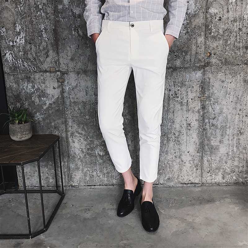 Solid Casual Pants Men Slim Fit Ankle-Length Trousers Male 2020 New Spring Summer White Khaki Black Stretch Fashion Suit Pants, Sky blue
Solid Casual Pants Men Slim Fit Ankle-Length Trousers Male 2020 New Spring Summer White Khaki Black Stretch Fashion Suit Pants, Sky blue