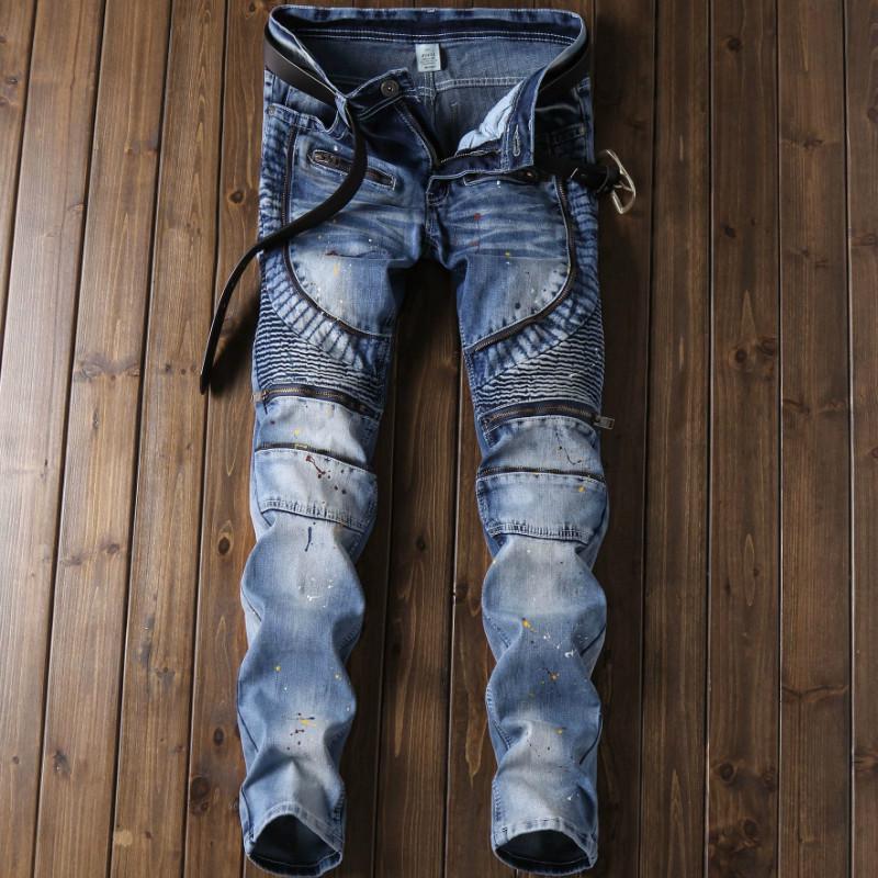 New Men's New Elastic Trousers Zipper Decoration Jeans Men's Trendy Trousers Distressed Biker Jeans, Blue
New Men's New Elastic Trousers Zipper Decoration Jeans Men's Trendy Trousers Distressed Biker Jeans, Blue