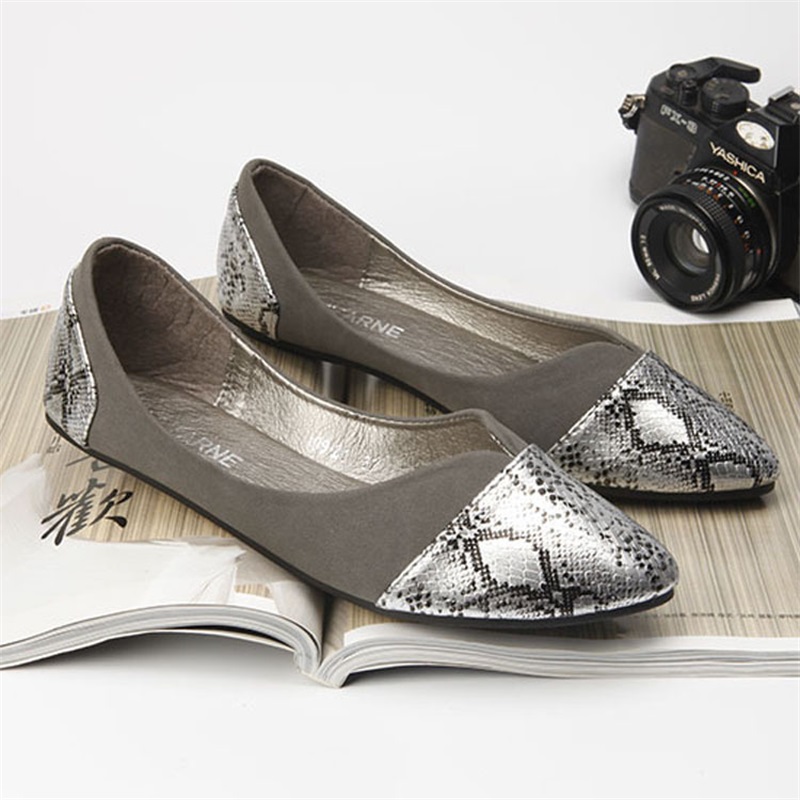 2020 Hot Sale Spring Women Shoes Suede Leather Plain And Snake Printed Flat Lady Shoes Pointed Toe High Quality In Stock Free Shipping