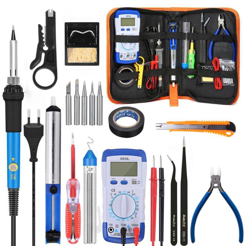 Soldering Iron Set 110V / 220V 60W Adjustable Temperature Soldering Iron Kit with Multimeter Desoldeirng Pump Welding Tools
Soldering Iron Set 110V / 220V 60W Adjustable Temperature Soldering Iron Kit with Multimeter Desoldeirng Pump Welding Tools