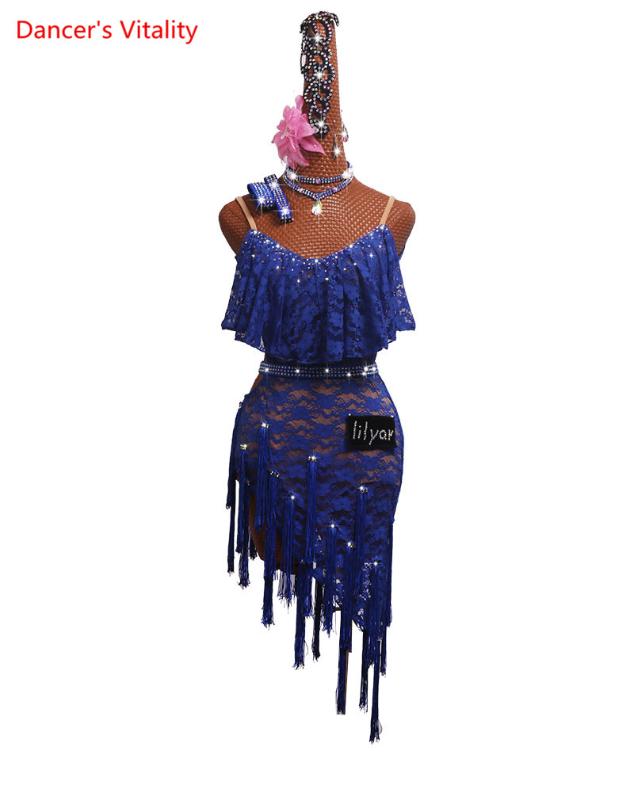 Custom Made Latin Dance Competition Performance Suit Sleeveless Blue Tassel Skirt Lace Skirt Dance Latin Dress, Pink
Custom Made Latin Dance Competition Performance Suit Sleeveless Blue Tassel Skirt Lace Skirt Dance Latin Dress, Pink