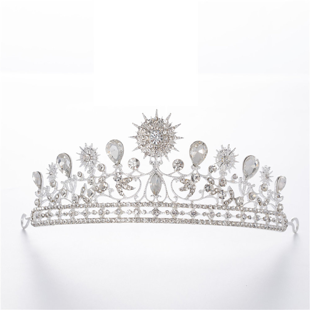 Retro Royal Blue Wedding Crown Tiara Headdress For Prom Quinceanera Party Wear Crystal Beaded Updo Half Hair Ornaments Bridal Jewelry 2020