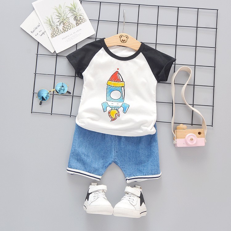 Summer Children Girl Boys Kids Clothing Cartoon Rocket T-Shirt Shorts 2pcs/Sets Infant Clothes Fashion Cotton Costume Tracksuits, Bo huojian red
Summer Children Girl Boys Kids Clothing Cartoon Rocket T-Shirt Shorts 2pcs/Sets Infant Clothes Fashion Cotton Costume Tracksuits, Bo huojian red