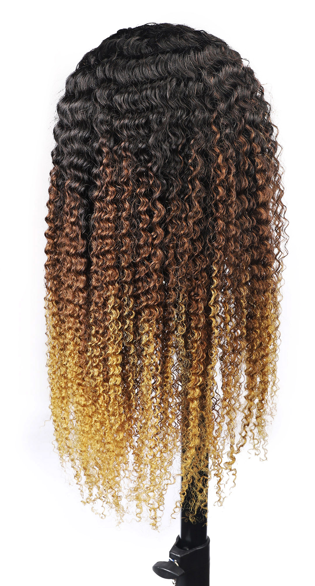 Ishow 1b/4/27 Ombre Color Kinky Curly Human Hair Wigs with Bangs Peruvian Curly None Lace Wigs Indian Malaysian for Black Women