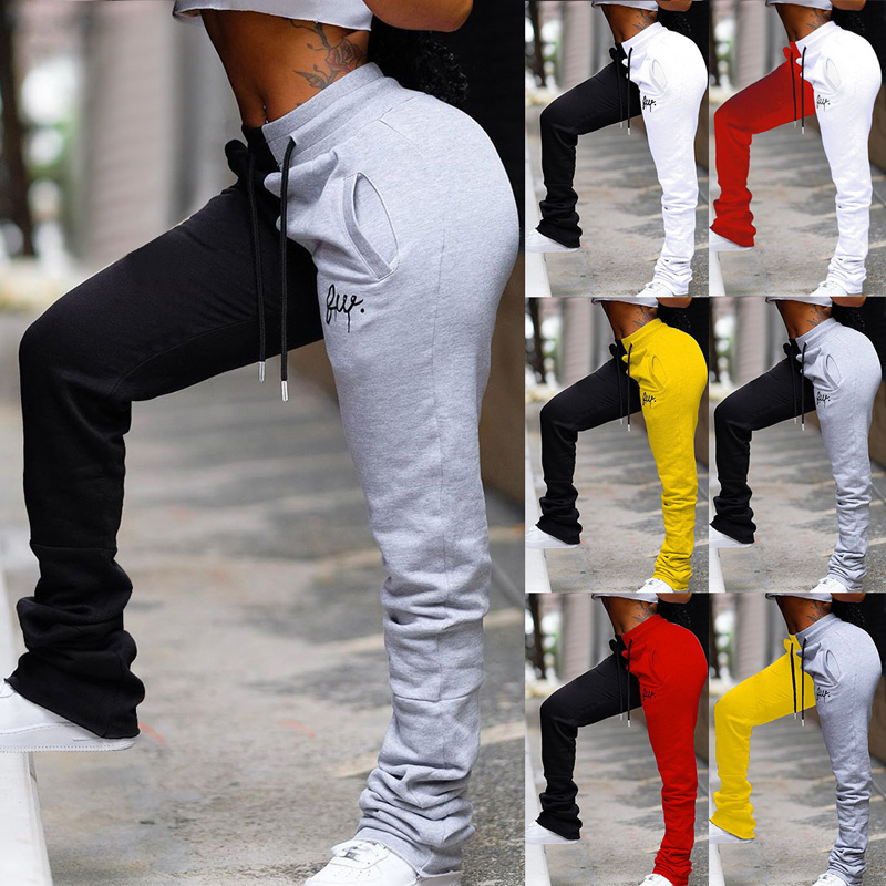 Female Stacked Running Sweatpants Women Drawstring Streetwear Patchwork Colored Pants High Waist Pants Casual Trousers 2020
Female Stacked Running Sweatpants Women Drawstring Streetwear Patchwork Colored Pants High Waist Pants Casual Trousers 2020