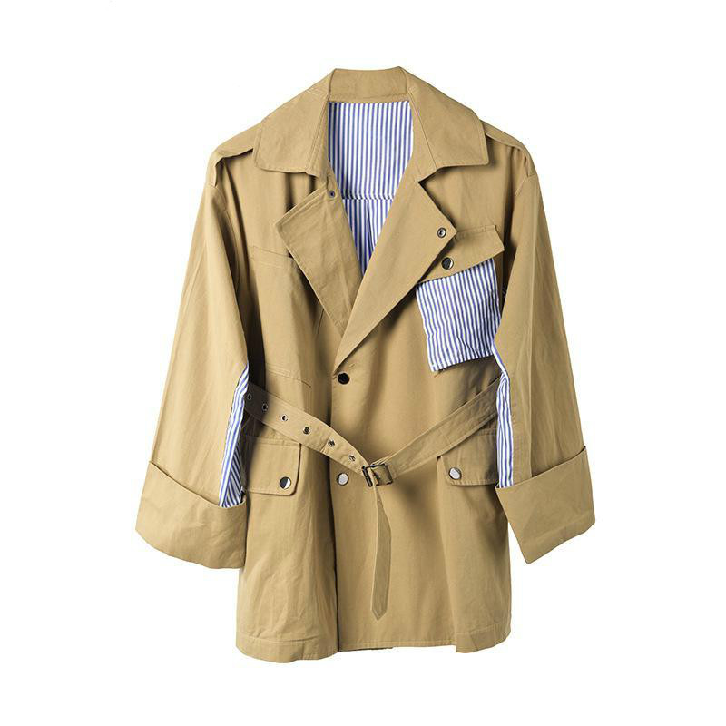 Women Trench Coat Bandage Stripe Khaki Trench Coat Women Irregular Color Matching Vintage Long Coats 2020 New Fashion P603
Women Trench Coat Bandage Stripe Khaki Trench Coat Women Irregular Color Matching Vintage Long Coats 2020 New Fashion P603