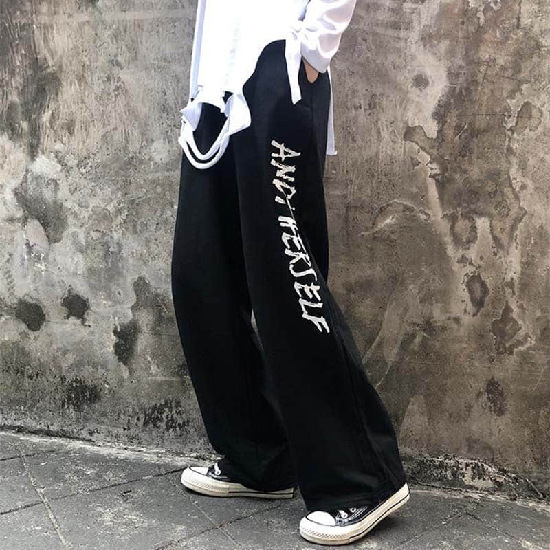 gothic ins pants men retro Korean alphabet printing Harajuku high street straight trousers women loose wide leg pants old pant, Black
gothic ins pants men retro Korean alphabet printing Harajuku high street straight trousers women loose wide leg pants old pant, Black