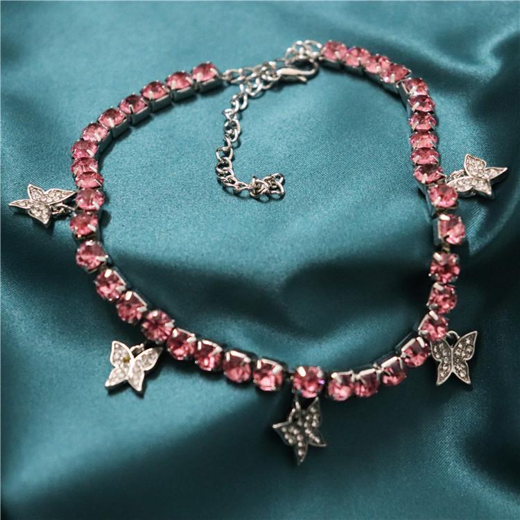 Butterfly Anklet Hip Hop Jewelry for Women High Quality Bling Bling Iced Out Chain Fashion Charm Adjustable Anklet Party Gifts