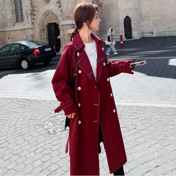2020 Spring Autumn Trench Coat Ladies Trench Coat Woman Long Women Windbreakers Femme J253, Burgundy
2020 Spring Autumn Trench Coat Ladies Trench Coat Woman Long Women Windbreakers Femme J253, Burgundy