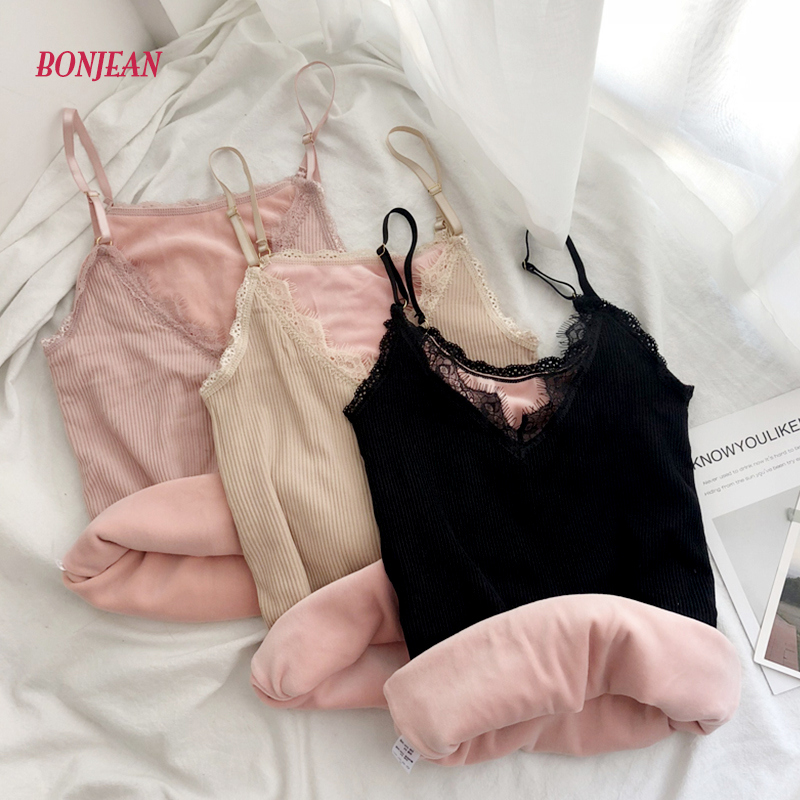 Women Velvet Lace Thermal Vest Fleece Second Thermal Slim Winter Warm Pajamas Underwear Vest Thick O Neck Female Pink Tank Tops, Black
Women Velvet Lace Thermal Vest Fleece Second Thermal Slim Winter Warm Pajamas Underwear Vest Thick O Neck Female Pink Tank Tops, Black