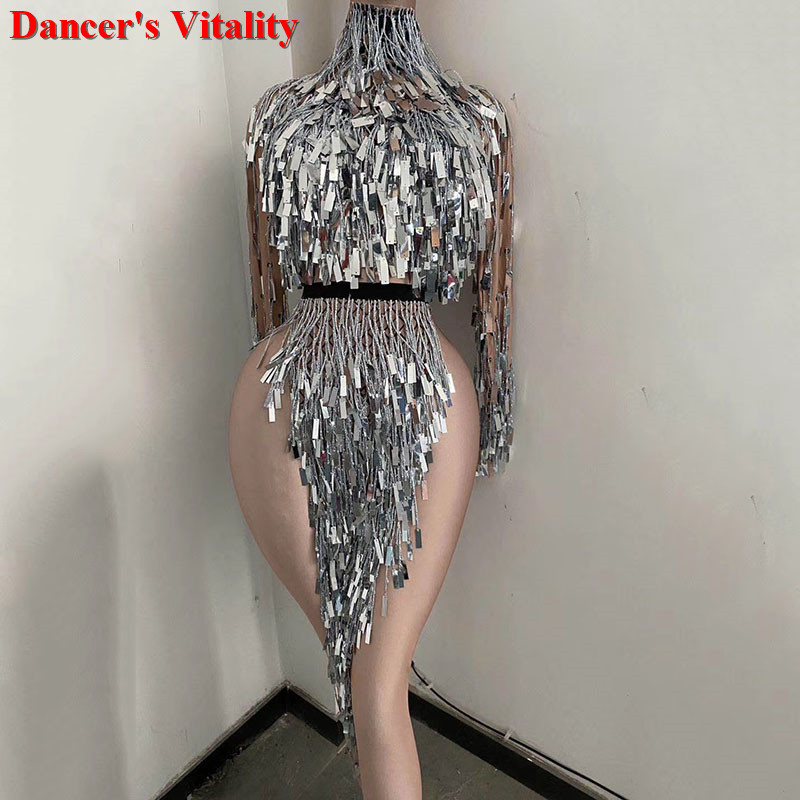 Stage stumes For Singers DS Sequin Bodysuit Spandex Long Sleeve Dance Costumes Dress High fork Women's birthday party Costumes, Silver
Stage stumes For Singers DS Sequin Bodysuit Spandex Long Sleeve Dance Costumes Dress High fork Women's birthday party Costumes, Silver