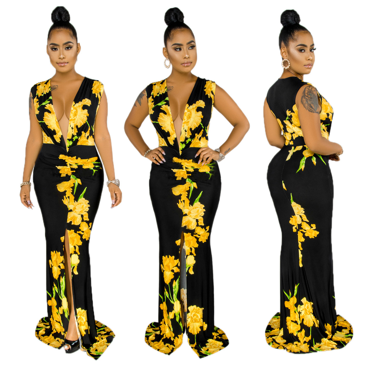Women Summer Dress Floral Print Deep V-neck Sleeveless High Split Mermaid Maxi Dress 2020 Womens Sexy Night Club Wear Long Party Dresses, Red
Women Summer Dress Floral Print Deep V-neck Sleeveless High Split Mermaid Maxi Dress 2020 Womens Sexy Night Club Wear Long Party Dresses, Red