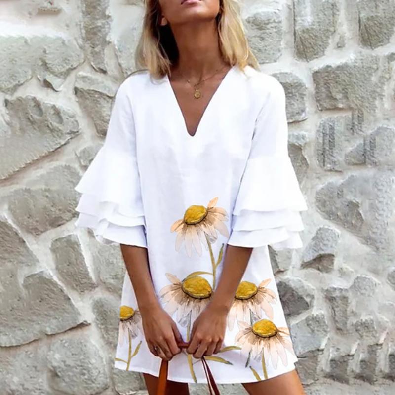 2020 Dresses Women Autumn Casual Dress V-neck Floral Print Butterfly Mid-Sleeve Mini Dress Loose Summer Half-Sleeve A-line, White
2020 Dresses Women Autumn Casual Dress V-neck Floral Print Butterfly Mid-Sleeve Mini Dress Loose Summer Half-Sleeve A-line, White