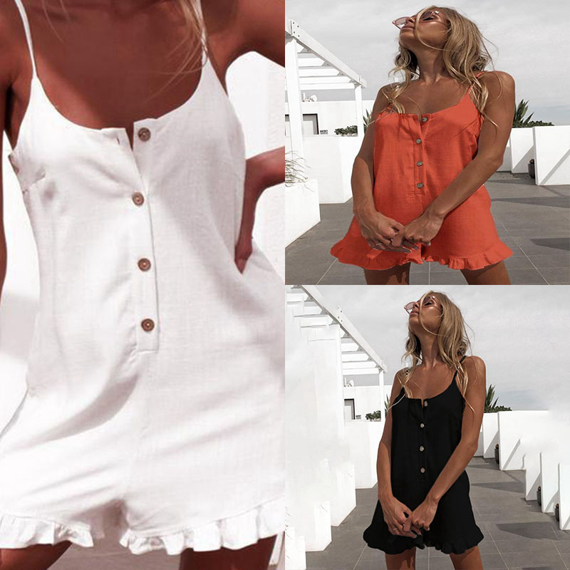 Sexy Sleeveless Button Ruffle Off Shoulder Halter Women Playsuit Women Romper Sexy Playsuit, Black
Sexy Sleeveless Button Ruffle Off Shoulder Halter Women Playsuit Women Romper Sexy Playsuit, Black