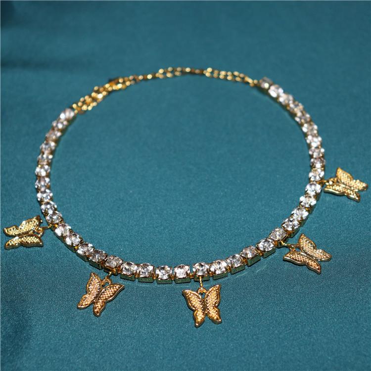 Butterfly Anklet Hip Hop Jewelry for Women High Quality Bling Bling Iced Out Chain Fashion Charm Adjustable Anklet Party Gifts