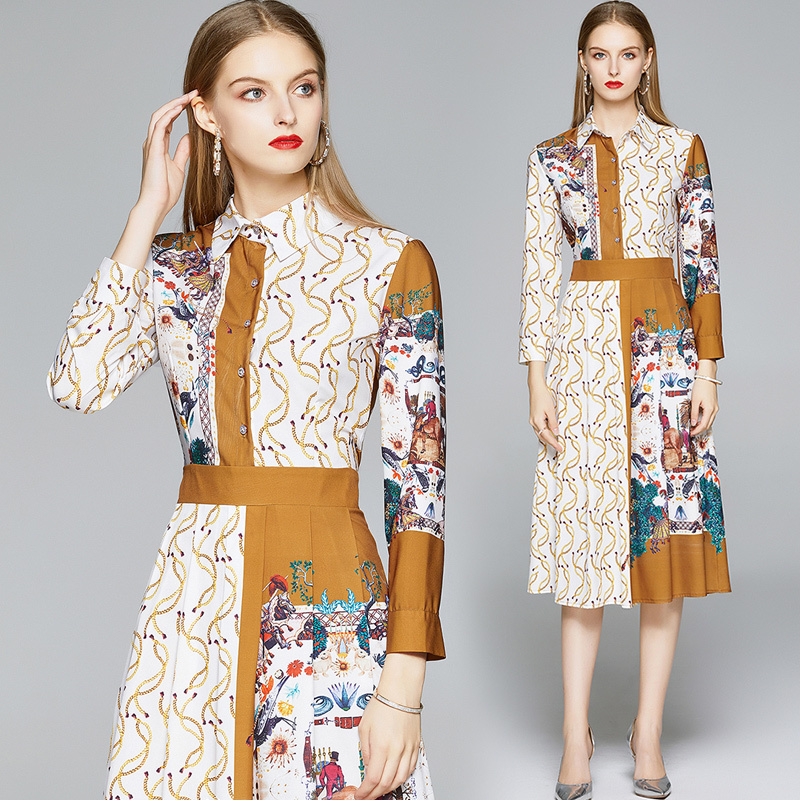 Wholesale Spring Summer Fall Runway Vintage Floral Print Collar Long Sleeve Button Front Women Ladies Casual Party Beach A-Line Midi Dress, Multi
Wholesale Spring Summer Fall Runway Vintage Floral Print Collar Long Sleeve Button Front Women Ladies Casual Party Beach A-Line Midi Dress, Multi
