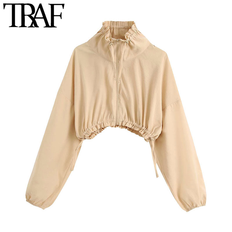 TRAF Women Fashion With Drawstrings Cropped Jacket Coat Vintage High Collar Long Sleeve Female Outerwear Chic Tops, As picture
TRAF Women Fashion With Drawstrings Cropped Jacket Coat Vintage High Collar Long Sleeve Female Outerwear Chic Tops, As picture