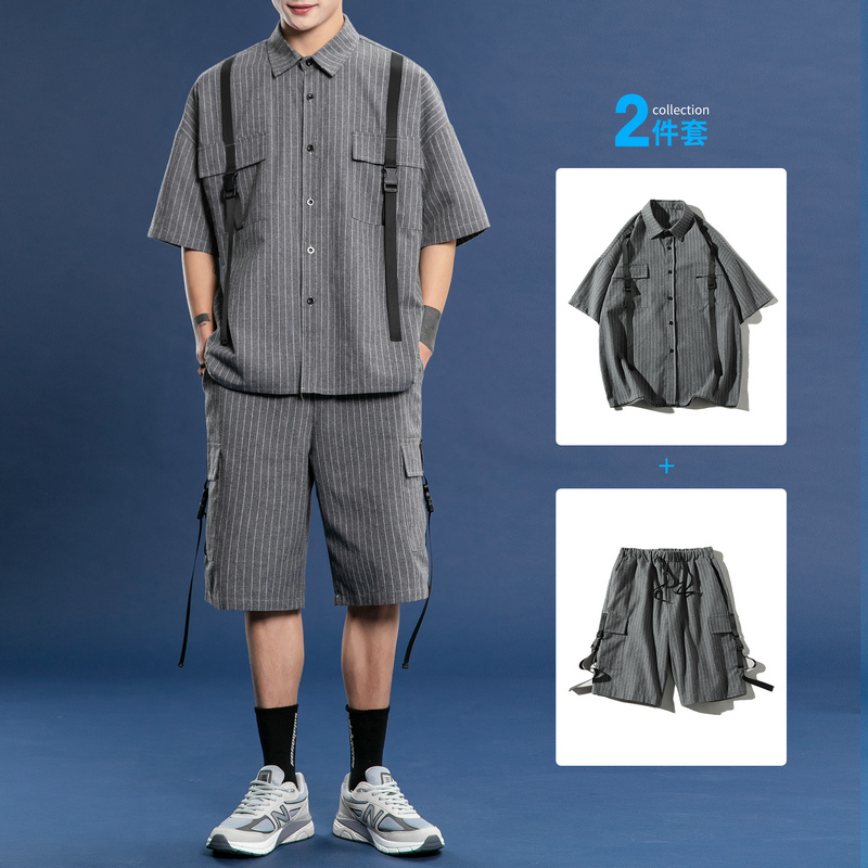 2020 Men's Tracksuits Summer Cotton Stripe Short Sleeve Shirt+Shorts Sport Suit 2 Piece Male Hip Hop High Street Joggers Sets, Black
2020 Men's Tracksuits Summer Cotton Stripe Short Sleeve Shirt+Shorts Sport Suit 2 Piece Male Hip Hop High Street Joggers Sets, Black