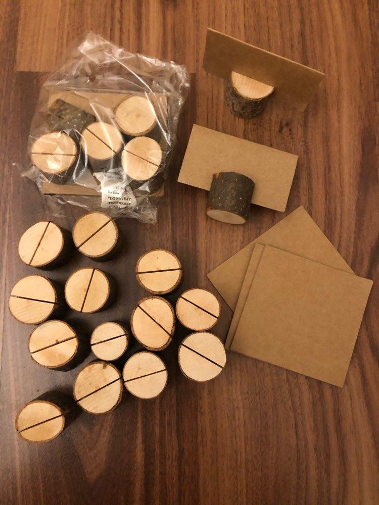 40pcs 20Sets Natural Wooden Bark Memo Holder for Party Decorative Wood Pile Name Place Card Holders Menu Wedding Birthday Decor1628505