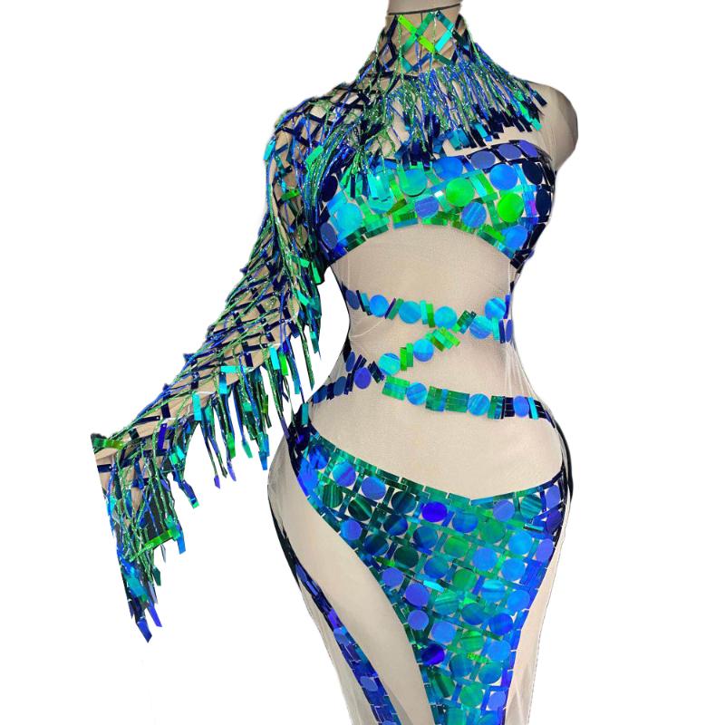Sexy Sequin See Through Mesh Mermaid Long Dress Women Asymmetric Tassel Sleeve Party Evening Bodycon Dress Singer Stage Clothing, Multi
Sexy Sequin See Through Mesh Mermaid Long Dress Women Asymmetric Tassel Sleeve Party Evening Bodycon Dress Singer Stage Clothing, Multi