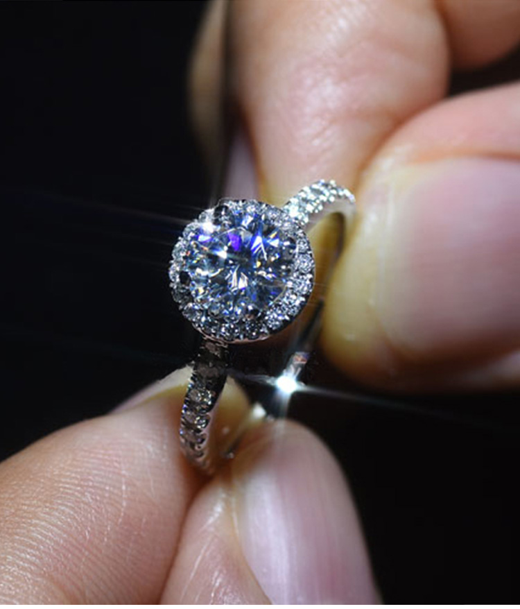 US Size 4-10 Stunning Luxury Jewelry Real 100% 925 Sterling Silver 8MM Round Cut White Topaz CZ Diamond Gemstones Women Wedding Band Ring
