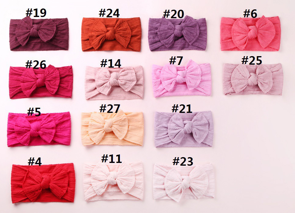 30PC/lot Newborn Kids Handmade Cable Knit Wide Nylon Headbands,Knotted Hair Bow Ribbed Headband,Children Girls Hair Accessories CX200714