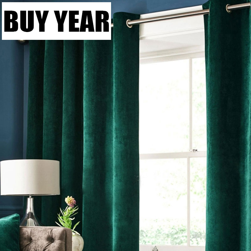 High Shading Solid Color Luxury Velvet Blackout Windows Curtain Drape Panel For Living Room Bedroom Interior Home Decoration