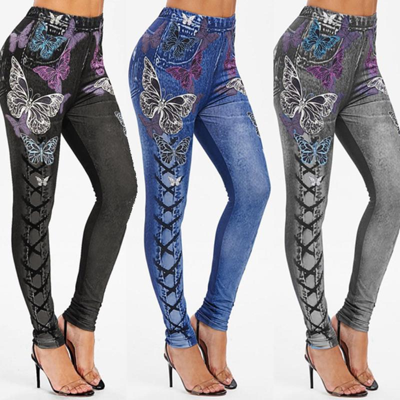 Sexy Women' Jeans Pants Butterfly Printed Pants Jogger Workout Denim Trousers Fitness Running High Waist Pant Sportswear, Bk
Sexy Women' Jeans Pants Butterfly Printed Pants Jogger Workout Denim Trousers Fitness Running High Waist Pant Sportswear, Bk