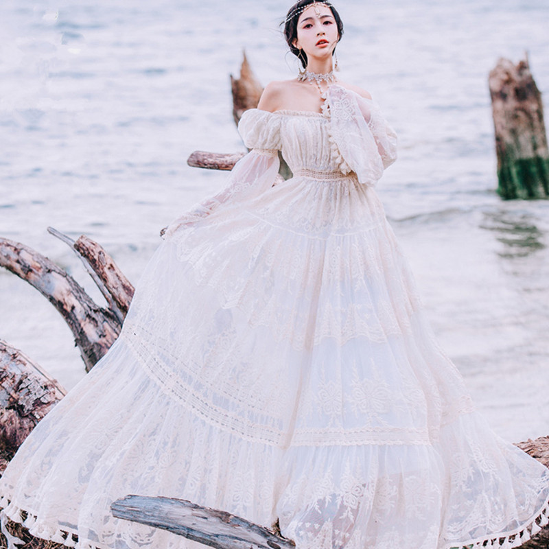 Summer Lace Hollow Out Maxi Dress Evening Party Vintage Lady White Off Shoulder Floor-length Tunic Tassel Dress for Women 2020 
Summer Lace Hollow Out Maxi Dress Evening Party Vintage Lady White Off Shoulder Floor-length Tunic Tassel Dress for Women 2020