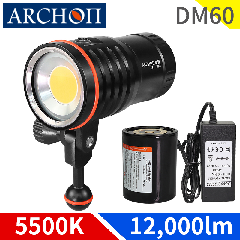 DM60 5500k Max 12,000 lumens HD video diving photoraphy lights Underwater 100m dive lighting High bright diving torch
DM60 5500k Max 12,000 lumens HD video diving photoraphy lights Underwater 100m dive lighting High bright diving torch