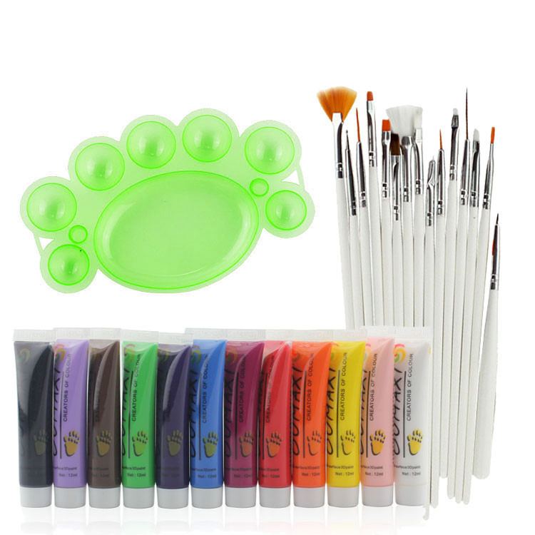 12 Color 3D Drawing Paint Painting Pen Acrylic Nail Art Tips & Pallet 15 Pcs Brush Kits And 1pc Dish Of Color Nail Art Set
12 Color 3D Drawing Paint Painting Pen Acrylic Nail Art Tips & Pallet 15 Pcs Brush Kits And 1pc Dish Of Color Nail Art Set