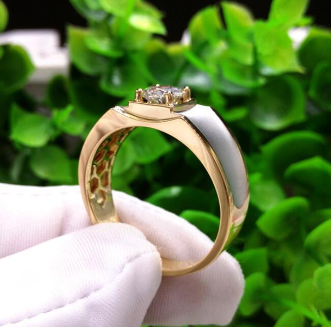 Choucong Simple Fashion Jewelry Solitaire Moissanite 925 Sterling Silver&18K Gold Fill Round Cut White Topaz CZ Diamond Men Wedding Ring