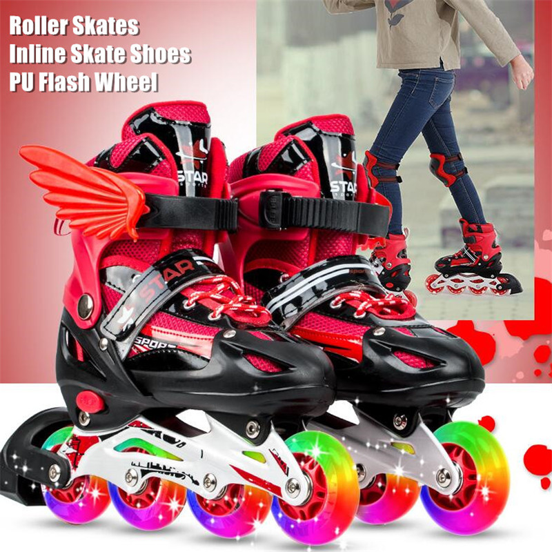 Boy&Girl Children PU Flash Wheel Speed Inline Skates Shoes Adult Men&Women Roller Skates Teens Sneakers for Foot Length:17-25cm, Blue
Boy&Girl Children PU Flash Wheel Speed Inline Skates Shoes Adult Men&Women Roller Skates Teens Sneakers for Foot Length:17-25cm, Blue