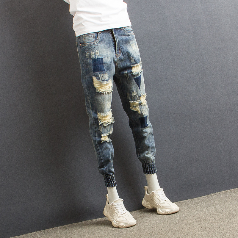 Wholesale 2020 teenagersDenim Jeans men's brand thin hole-breaking beam-leg pants social spirit guy feet retro beggar pants, Blue
Wholesale 2020 teenagersDenim Jeans men's brand thin hole-breaking beam-leg pants social spirit guy feet retro beggar pants, Blue