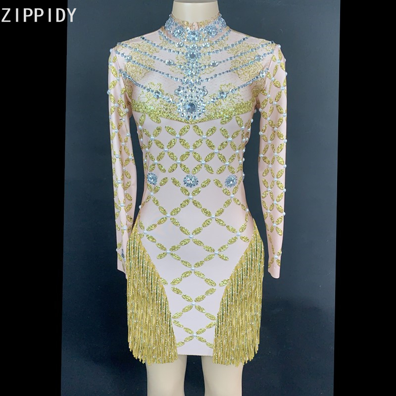 Gold Silver Rhinestones Pearls Tassels Printed MINI Dress Birthday Celebrate Spandex Dress DJ Female Singer Show YOUDU
Gold Silver Rhinestones Pearls Tassels Printed MINI Dress Birthday Celebrate Spandex Dress DJ Female Singer Show YOUDU