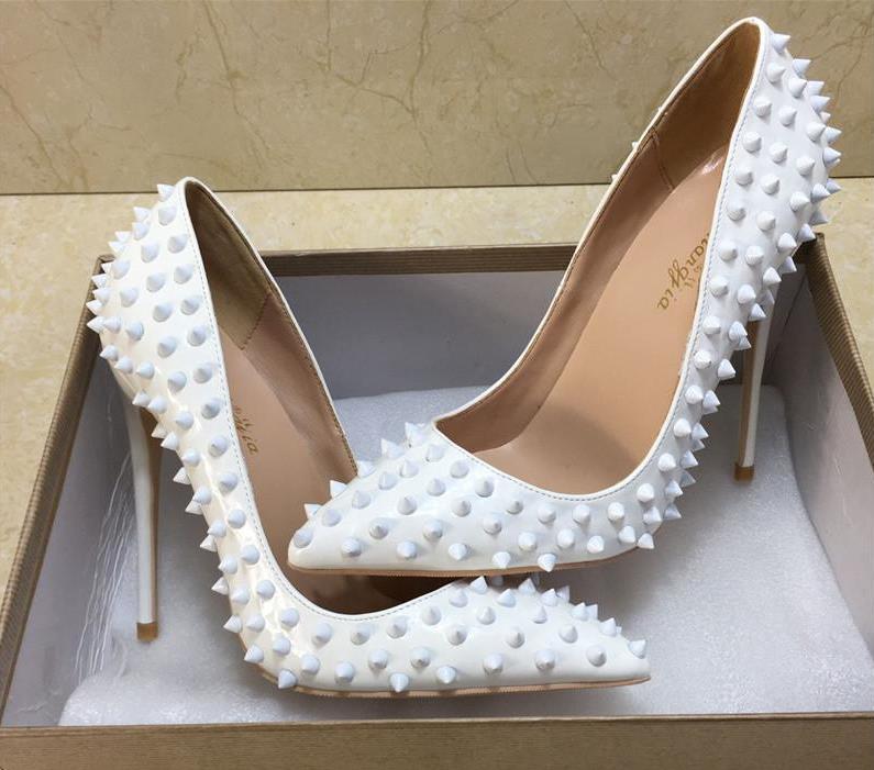 High end quality in 2020 Size 35 To 40 Red Bottom Shoes Gold Rivets Spikes High Heels Genuine Leather Pointed Stiletto Heels Tradingbear, White rivets
High end quality in 2020 Size 35 To 40 Red Bottom Shoes Gold Rivets Spikes High Heels Genuine Leather Pointed Stiletto Heels Tradingbear, White rivets