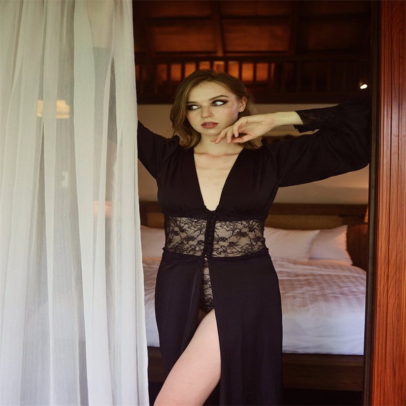 Hot Sale Chiffon And Lace Bridal Sleepwear With Long Sleeves Ankle-length Pajamas Ruched Custom Made Newest Wedding Nightgown