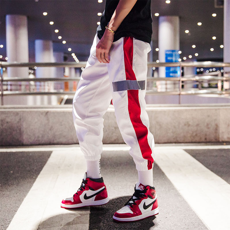 Men Black Joggers Pants Side Stripe Track Jogger Pants Men 2020 Reflective Label Track Harem Homme Streetwear Male HipHop