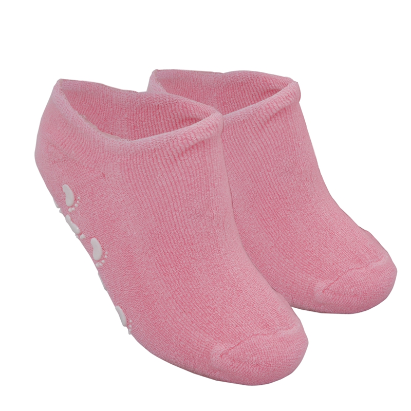 2 Pink Moisturizing Cracked Dry Gel Spa Foot Feet Care Socks [Misc