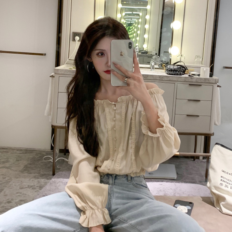 Right Mi's Heart Is Small And Sexy One Word Shoulder Short Sleeve Lotus Leaf Waist Is Very Fairy Open Shoulder Trumpet Sleeve Cl, Beige
Right Mi's Heart Is Small And Sexy One Word Shoulder Short Sleeve Lotus Leaf Waist Is Very Fairy Open Shoulder Trumpet Sleeve Cl, Beige