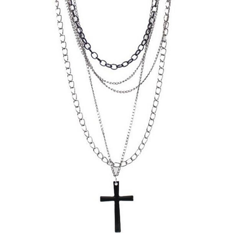 Design Fashion Hip Hop Vintage Multi layer Chain Black Cross Necklaces Pendants Gothic Long Choker For Women Punk jewelry Party Gift Bijoux, Silver
Design Fashion Hip Hop Vintage Multi layer Chain Black Cross Necklaces Pendants Gothic Long Choker For Women Punk jewelry Party Gift Bijoux, Silver