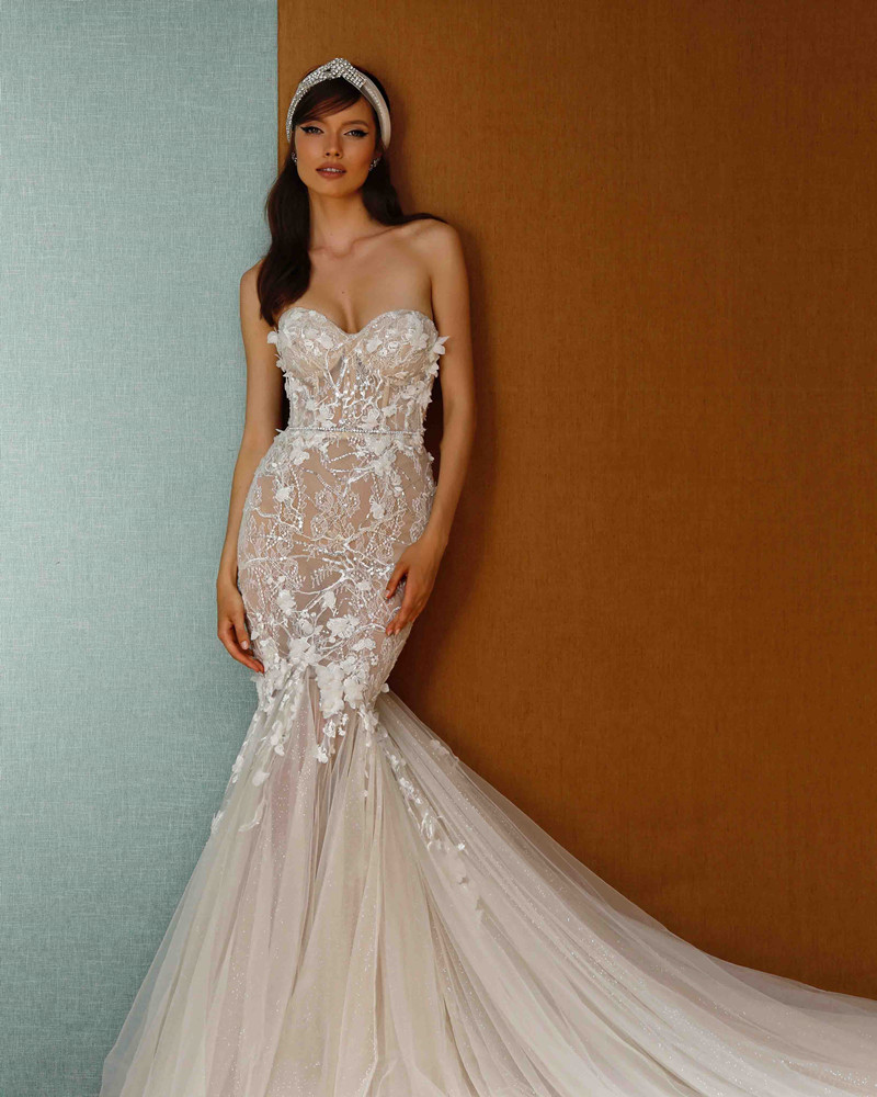 Lace Fashion Mermaid Beaded Wedding Dresses Sweetheart Neck Appliqued Plus Size Sequined Bridal Gowns Tulle Trumpet Robe De Marie