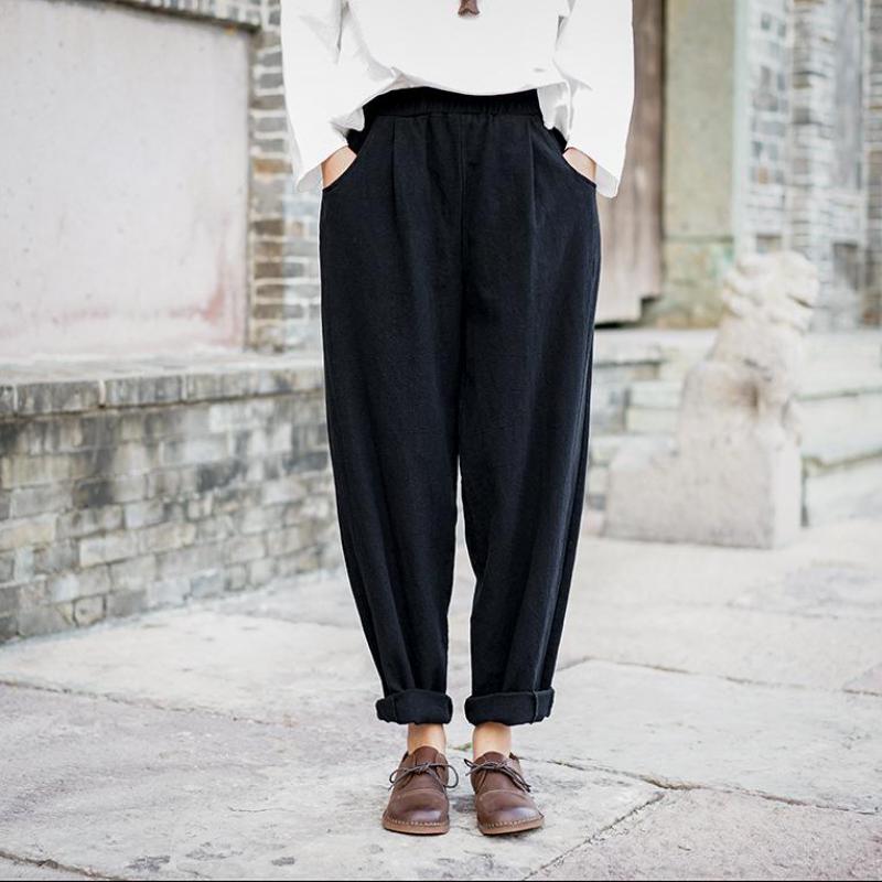 Johnature 2020 New Autumn Cotton Linen Women Full Length Harem Pants Loose Leisure Elastic Waist All-match Simple 4 Color Pants, Black
Johnature 2020 New Autumn Cotton Linen Women Full Length Harem Pants Loose Leisure Elastic Waist All-match Simple 4 Color Pants, Black