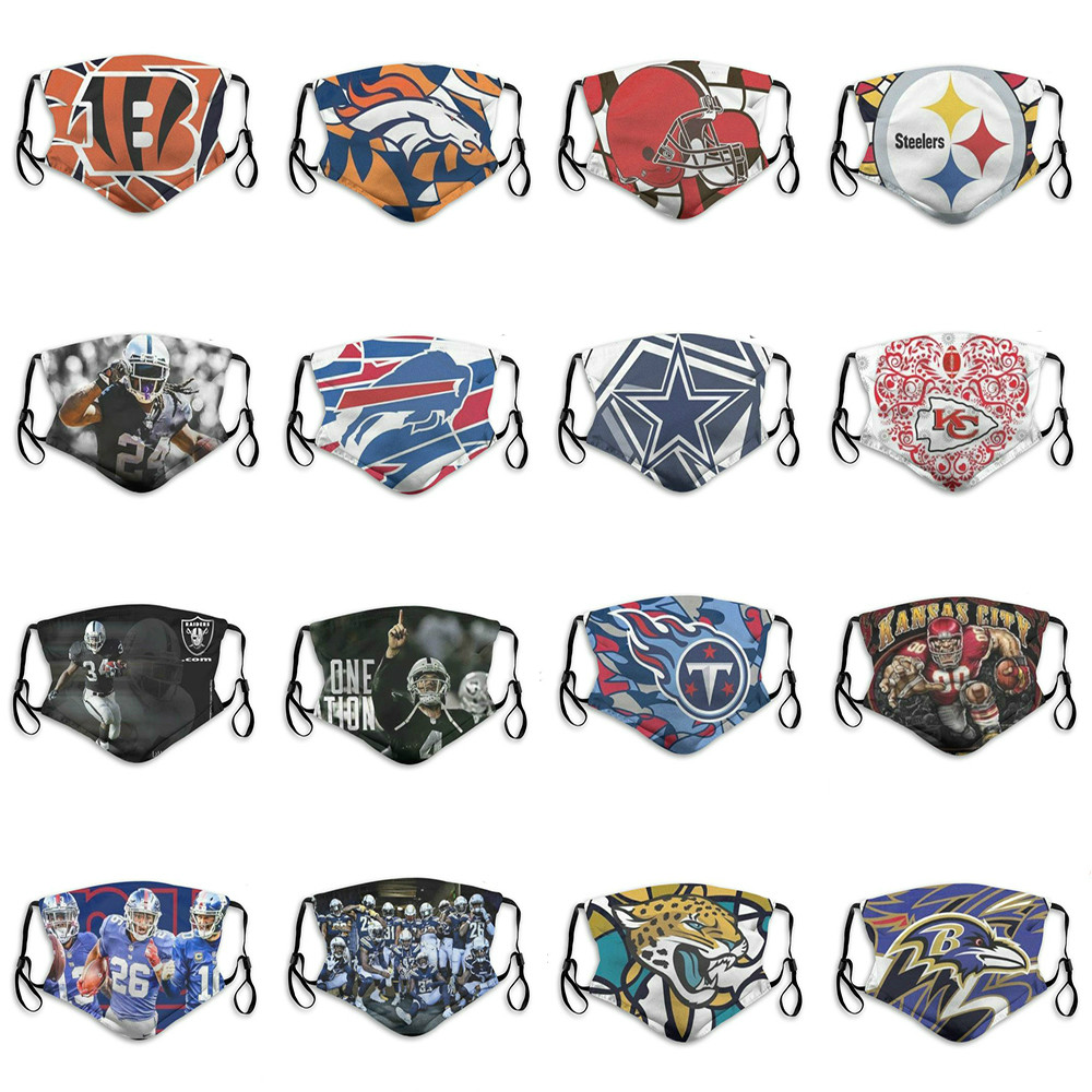 2020 New Fashion Luxury Designer 5-layer Dust Masks Rugby Team Bengals Ravens Jaguars Titans Chiefs Steelers Broncos Repeatable Face Mask
2020 New Fashion Luxury Designer 5-layer Dust Masks Rugby Team Bengals Ravens Jaguars Titans Chiefs Steelers Broncos Repeatable Face Mask
