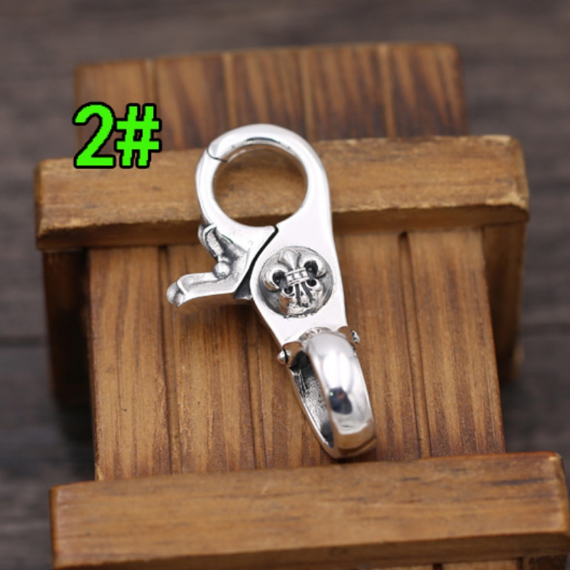 Vintage 925 sterling silver handmade fashion accessories antique silver American designer cross anchor heart designer keychains keyrings