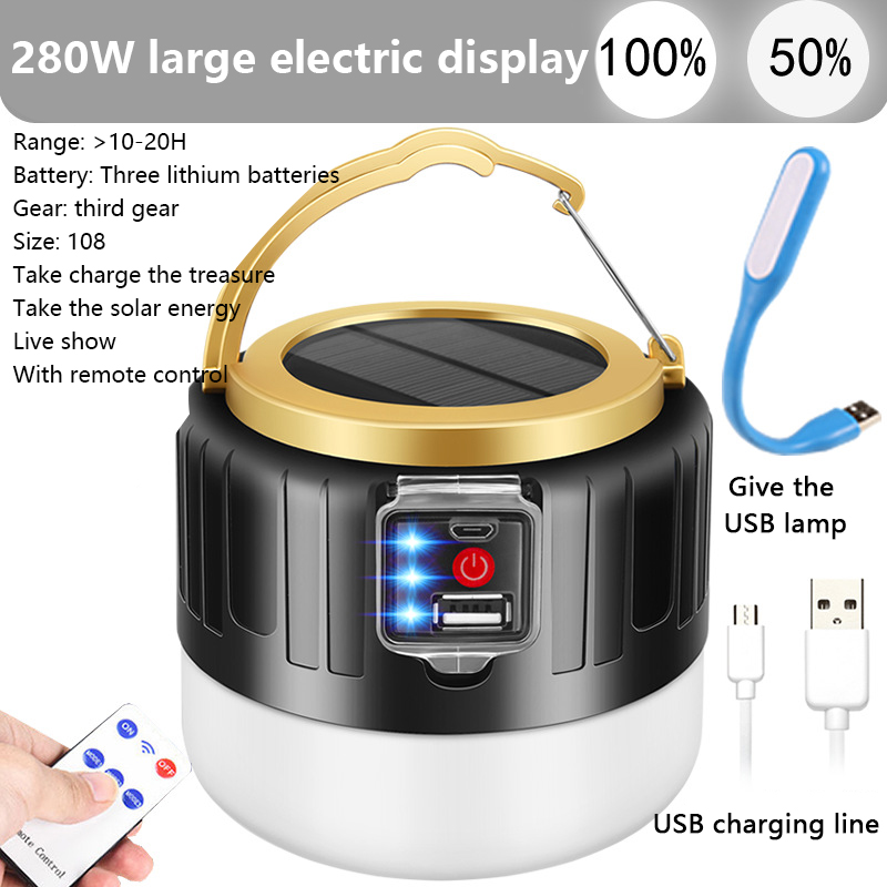 Newest 280W Camping Light Solar Outdoor USB Charging 3 Mode tent Lamp Portable Lantern Night Emergency bulb For BBQ
Newest 280W Camping Light Solar Outdoor USB Charging 3 Mode tent Lamp Portable Lantern Night Emergency bulb For BBQ